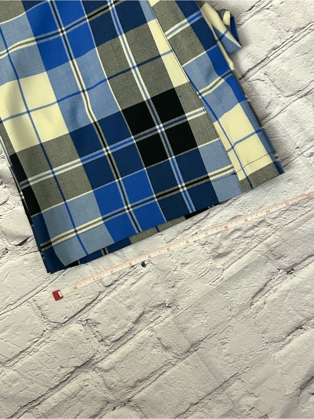 Free People Blue, Black & Cream Plaid Wide-Leg Trousers - Picture 13 of 13